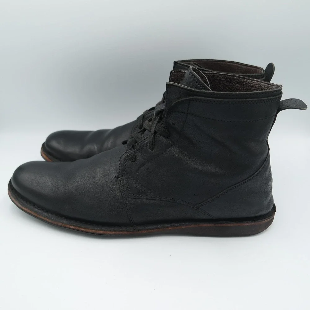 John Varvatos USA Mens Black Leather Lace Up Ankle Boots Made in USA Size 10M
